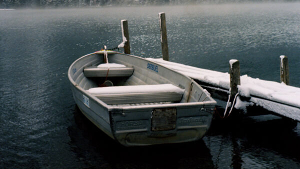 Wallpaper Boat, Nature, River, Water, Pier, Snow, Lake