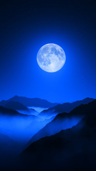 Wallpaper Fog, Nature, Mobile, Desktop, Moon, Mountains, Beautiful, Blue, Background, Sky, With