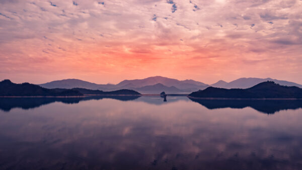 Wallpaper Reflection, Sunset, Mountains