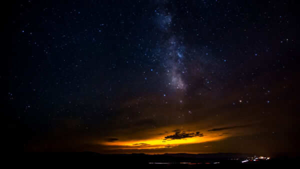 Wallpaper Space, Stars, Yellow, Dark, Under, Sky, Sunset, Desktop, With