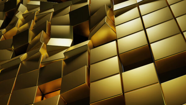 Wallpaper Cubes, Gold, Abstract