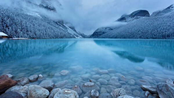 Wallpaper Landscape, Mobile, Water, Cloudy, During, Season, Body, Gray, Stone, Desktop, Photography, Nature