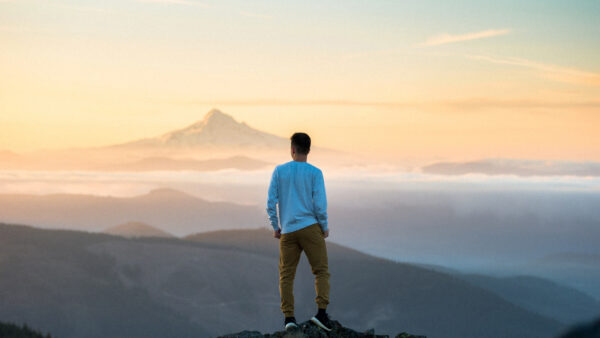 Wallpaper Mountain, Top, Man, Standing, Alone