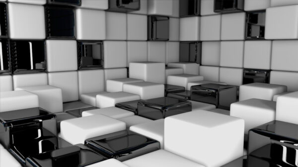 Wallpaper Abstract, White, Black, Cube, Artistic, And, Desktop