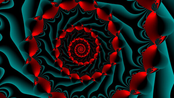 Wallpaper Red, Wavy, Swirling, Blue, Spiral, Abstract, Fractal