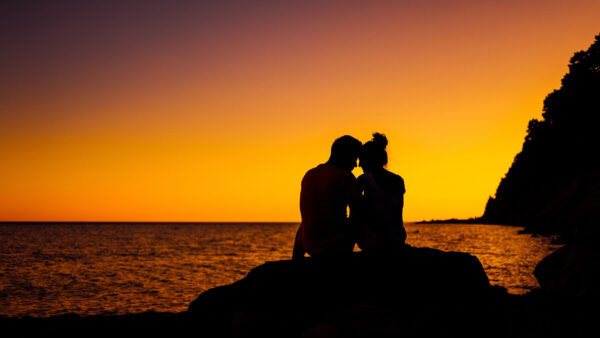 Wallpaper Silhouette, Rock, Background, Couple