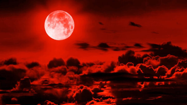 Wallpaper Sky, Clouds, During, Moon, Red, Nighttime, Background