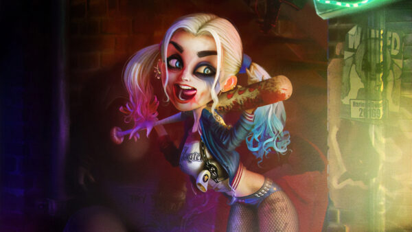 Wallpaper Quinn, And, Blue, With, Hair, White, Eyes, Harley