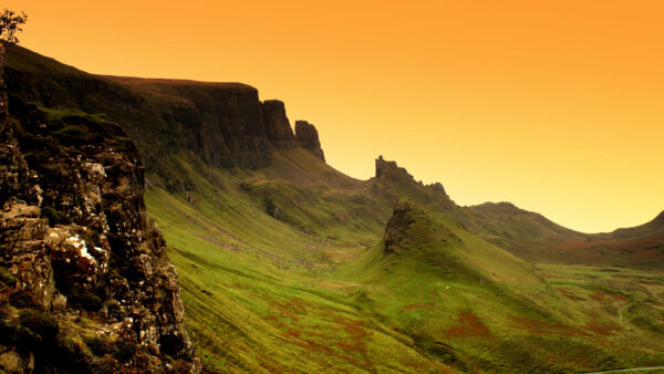 Wallpaper Desktop, Greenery, Mountains, Sky, During, Nature, Yellow, Background, Mobile, Light, Slope, Sunset