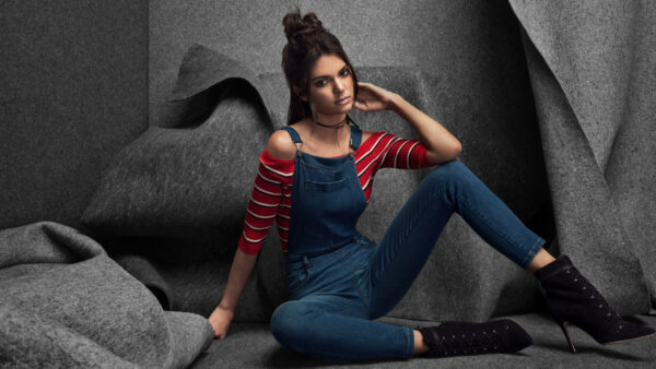 Wallpaper Photo, Girls, Blue, Dress, Jenner, Jeans, Posing, Kendall, T-Shirt, Wearing, For, Red