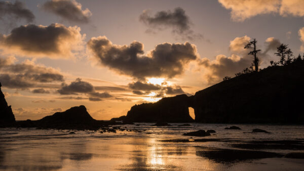 Wallpaper Sand, Desktop, Sea, Mobile, Stones, Sky, During, Clouds, Waves, Coast, Beach, Rocks, Sunset, Blue, Under, Nature