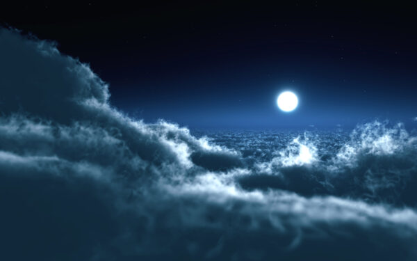 Wallpaper Moon, Over, Clouds