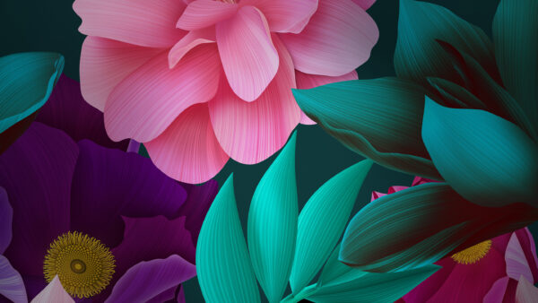 Wallpaper Flowers, CGI, Stock