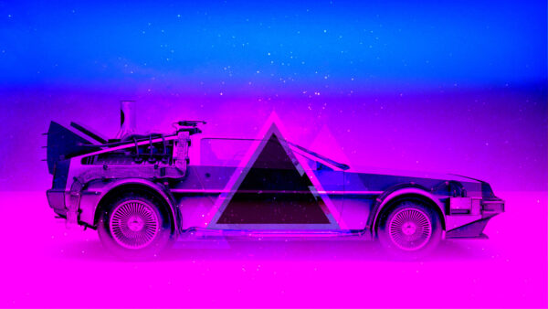 Wallpaper DeLorean, And, With, Desktop, DmC, Illustration, Purple, Blue, Electronic, Vaporwave