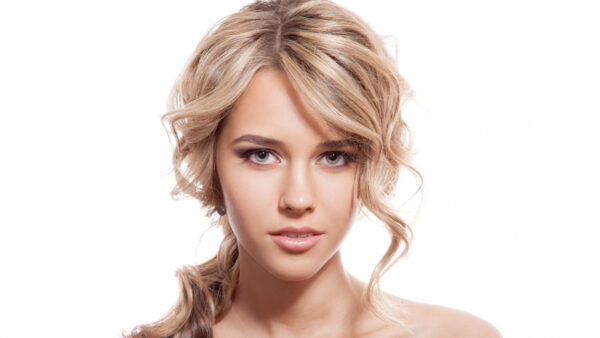 Wallpaper Model, With, Lips, Background, Blonde, Hair, Desktop, Girl, White, Pink
