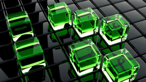 Wallpaper Black, Green, Abstract, Cubes