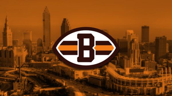 Wallpaper Cleveland, Browns, Background, Desktop, With, Cityscape, Logo, Emblem, American, Football, NFL