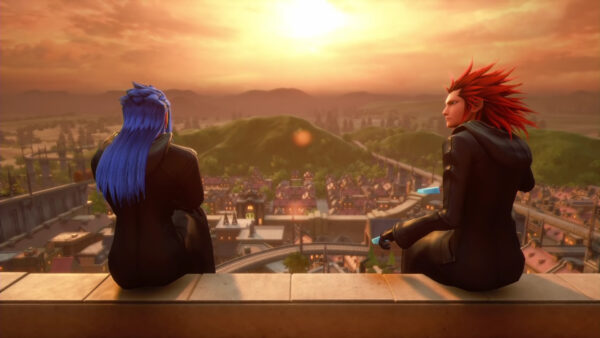 Wallpaper Games, Sunrays, Axel, Background, City, WALL, Back, Sitting, View, Saix, Mountain, With, Kingdom, And, Lea, Hearts