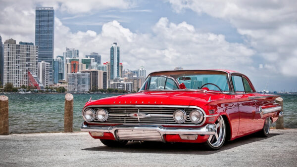 Wallpaper Under, White, Sky, Coupe, Cloudy, Desktop, Car, Classic, Red