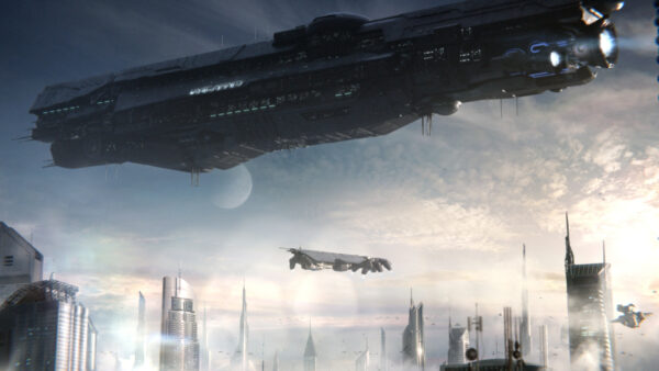 Wallpaper Games, Halo, Flying, Spacships, City, Desktop