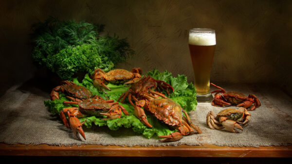 Wallpaper Glass, Salad, Seafood, Beer, Crab, Food