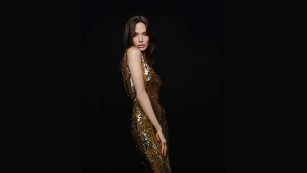 Wallpaper Glitter, Golden, Jolie, Background, Dress, Black, Angelina, Standing, Girls, Wearing