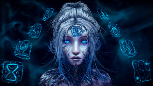 Wallpaper Eyes, Blue, Warframe, Portrait