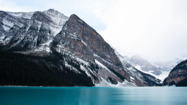 Wallpaper Lake, Scenery, Desktop, Trees, Blue, Mobile, Rock, Fog, Beautiful, With, Sky, Forest, Nature, Mountains, Background