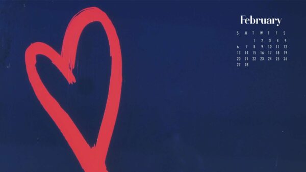 Wallpaper Blue, Red, Calendar, February, Background, Heart