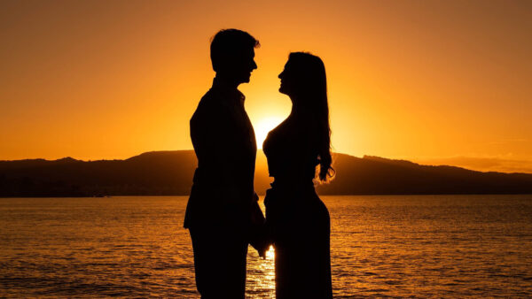 Wallpaper Silhouette, Love, Sunset, Couple