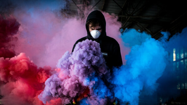 Wallpaper Smoke, Colorful, Mask, With