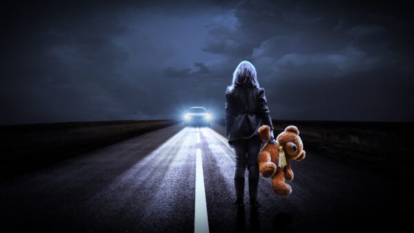 Wallpaper Girl, Road, Teddy, Night, Bear