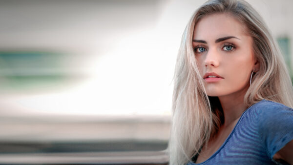 Wallpaper Girls, Standing, Dress, Model, Beautiful, White, Girl, Hair, Blue, Blur, Wearing, Eyes, Desktop, Mobile, Background