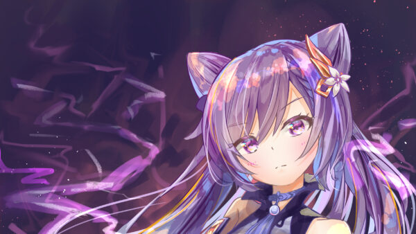 Wallpaper Purple, Impact, Keqing, Genshin, Eyes