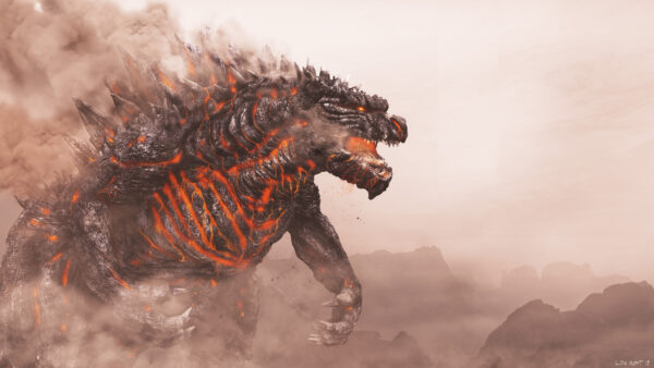 Wallpaper Fire, Mountain, Background, Smoke, Godzilla, Movies, Desktop