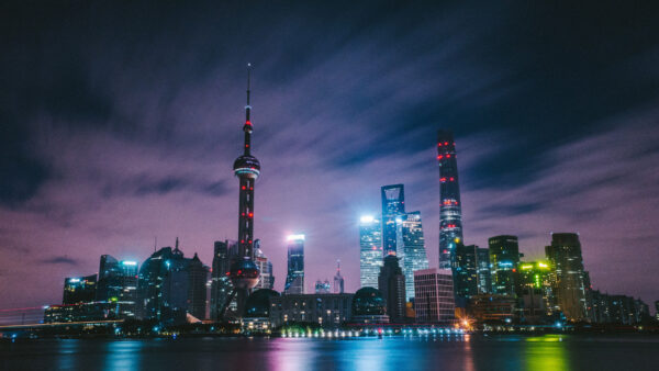 Wallpaper Skyline, Tower, Pearl, Desktop, Oriental, Night, Skyscraper, Shanghai, City, Mobile, Travel