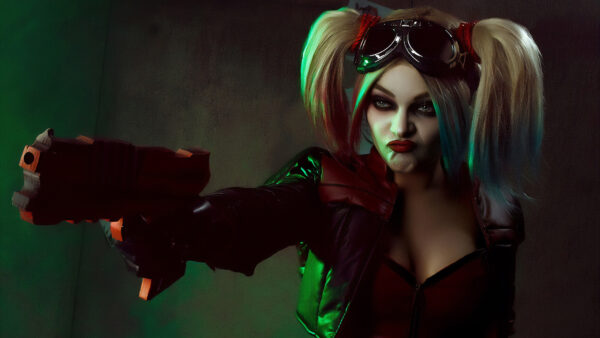 Wallpaper Angry, Gun, With, Face, Showing, Quinn, Harley, Mobile, Desktop