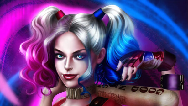 Wallpaper Head, Desktop, With, Red, Quinn, Harley, And, Eyes, Mobile, Hairbands, Blue