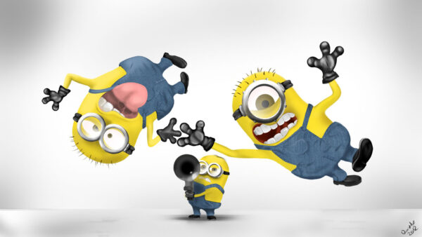 Wallpaper Background, White, Three, Minions, Ash