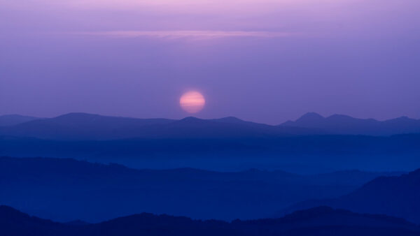 Wallpaper Night, Moon, Hills, Background, Pink, Sky