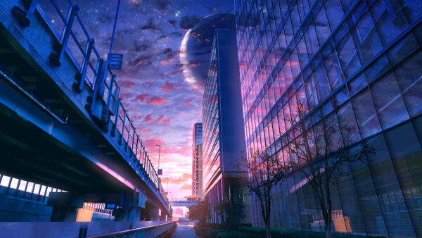 Wallpaper City, Anime, Building