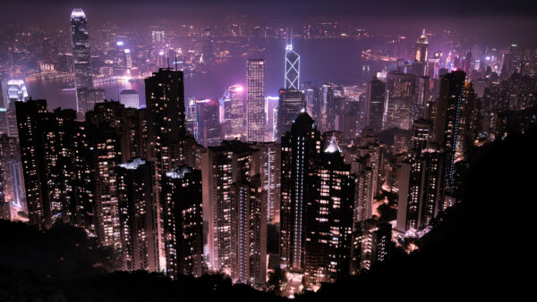 Wallpaper Night, Hong, Kong, Skyline