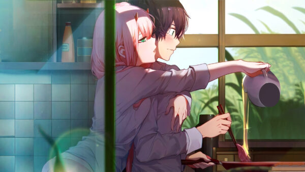 Wallpaper Anime, Zero, Background, Darling, FranXX, With, And, Kitchen, Two, The, Window, Hiro