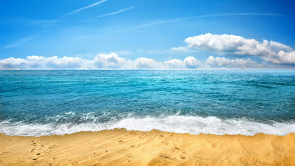 Wallpaper Nature, Beach, During, Beautiful, Sand, Mobile, Under, Desktop, Ocean, Blue, Daytime, Sky, Waves