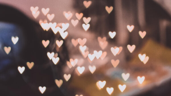 Wallpaper Abstract, Bokeh, Hearts, Pink, Desktop