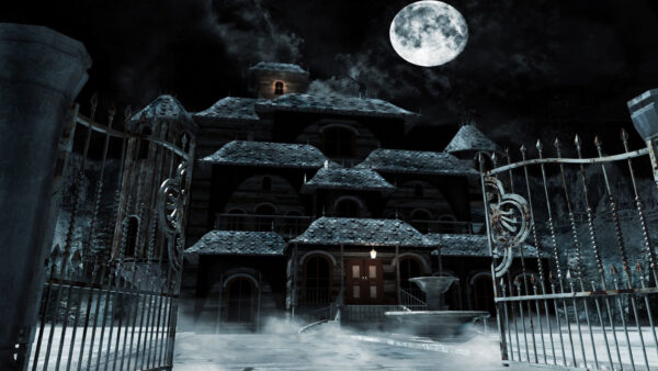 Wallpaper Desktop, The, Fog, Mansion, With, Black, Background, Haunted, Sky, Movies, Moon