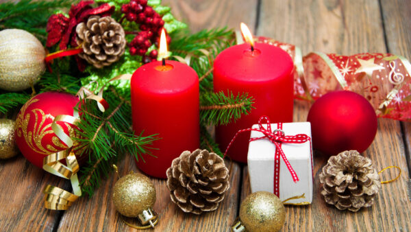 Wallpaper Christmas, Gifts, Desktop, Candles, Wallpaper, Ornaments, And