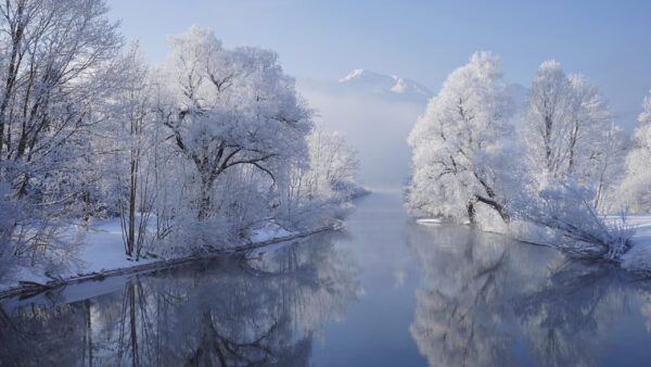 Wallpaper Mountains, Landscape, And, Forest, Lake, Reflection, Beautiful, Covered, Trees, Winter, View, Snow