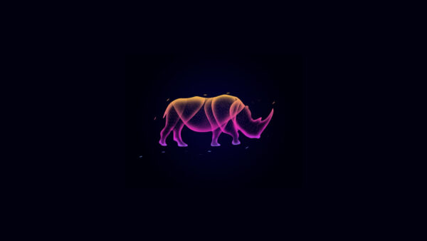 Wallpaper Glowing, Rhino, Dark, Neon, Background, Theme, Black