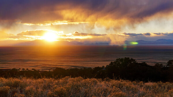 Wallpaper During, Nature, Green, Mountains, Sand, Sunset, Trees, Desktop, Background, Grass, Mobile, Land, Field, Bushes